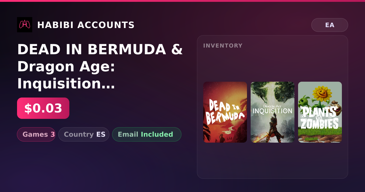 DEAD IN BERMUDA & Dragon Age: Inquisition | 3 Games — HabibiAccounts