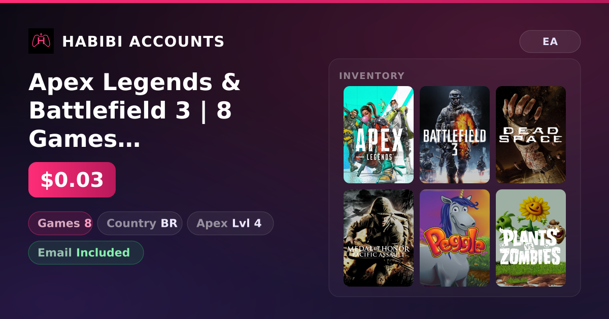 Apex Legends & Battlefield 3 | 8 Games | Apex Lvl 4 — HabibiAccounts