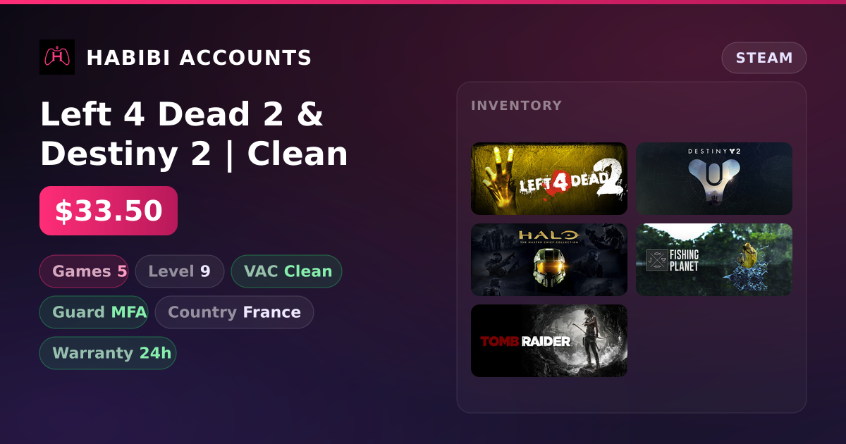 Left 4 Dead 2 & Destiny 2 | Clean — HabibiAccounts