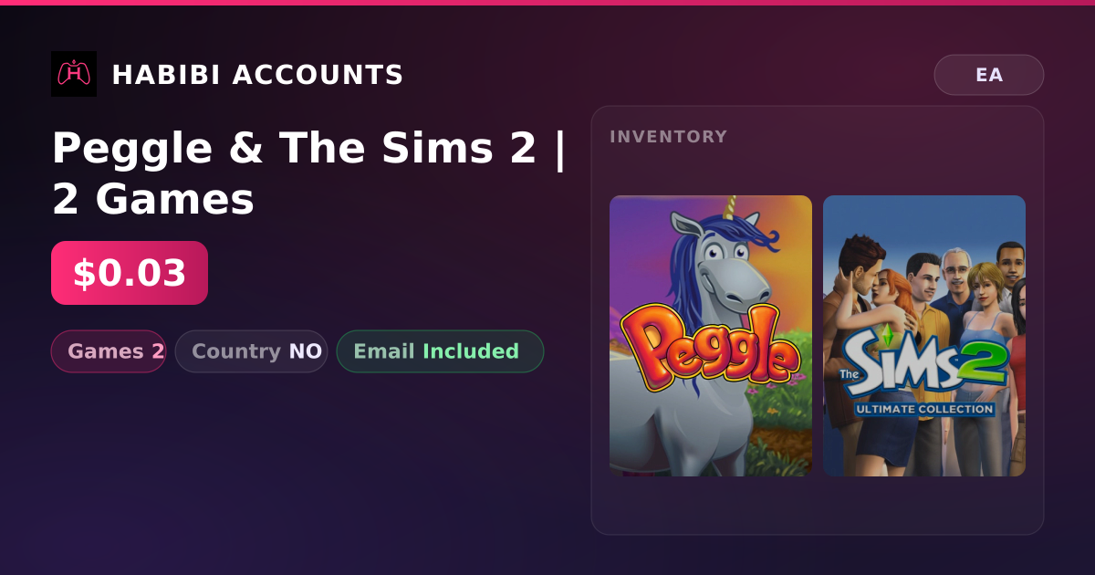 Peggle & The Sims 2 | 2 Games — HabibiAccounts