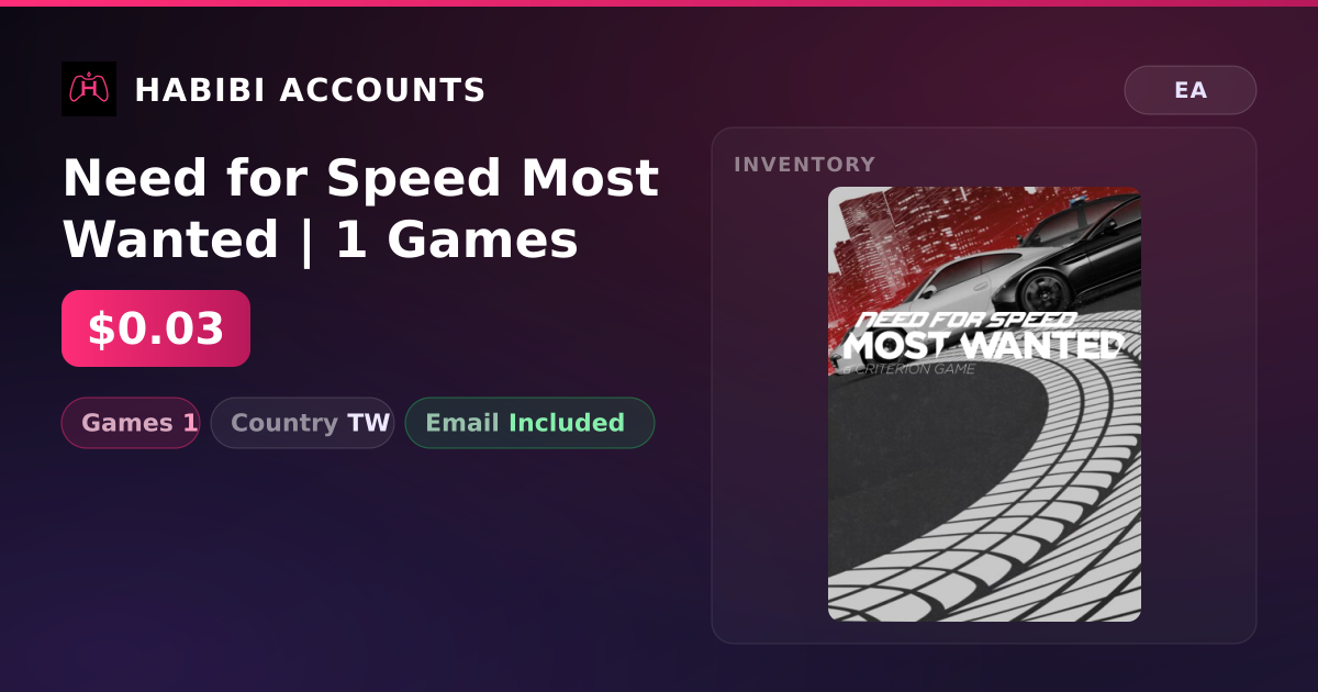 Need for Speed Most Wanted | 1 Games — HabibiAccounts