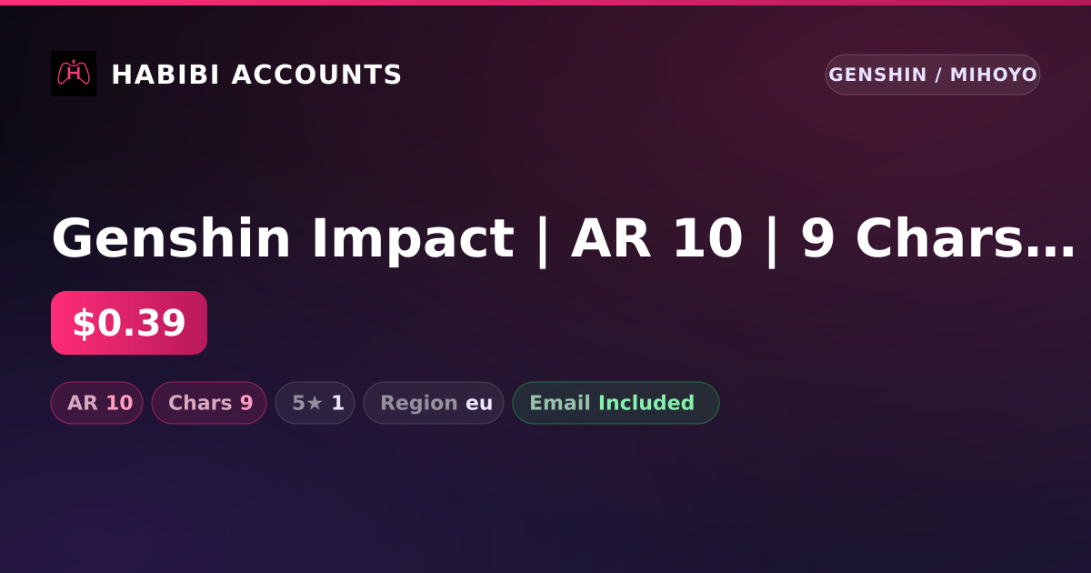 Genshin Impact | AR 10 | 9 Chars | 1× 5★ — HabibiAccounts
