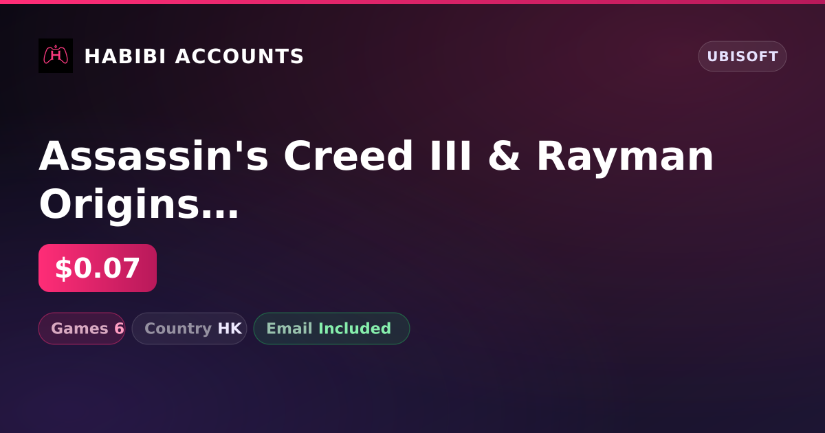 Assassin's Creed III & Rayman Origins | 6 Games — HabibiAccounts