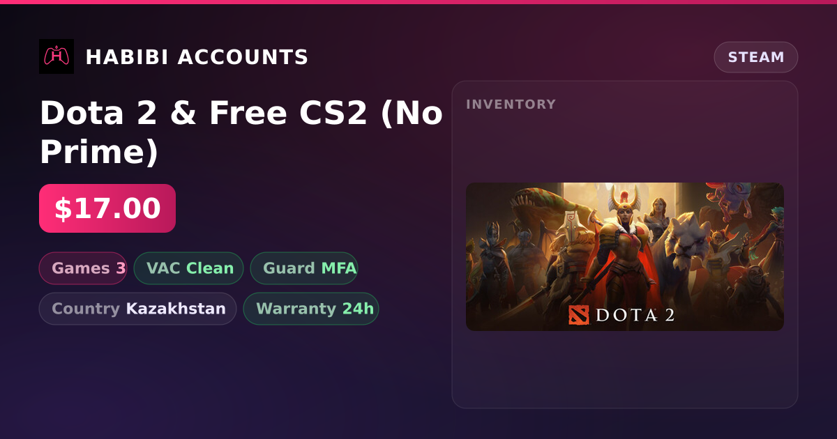 Dota 2 & Free CS2 (No Prime)
