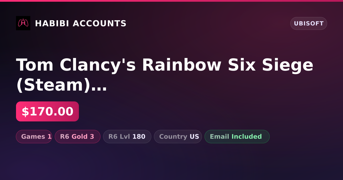Tom Clancy's Rainbow Six Siege (Steam) | 1 Games | R6 Gold 3 — HabibiAccounts