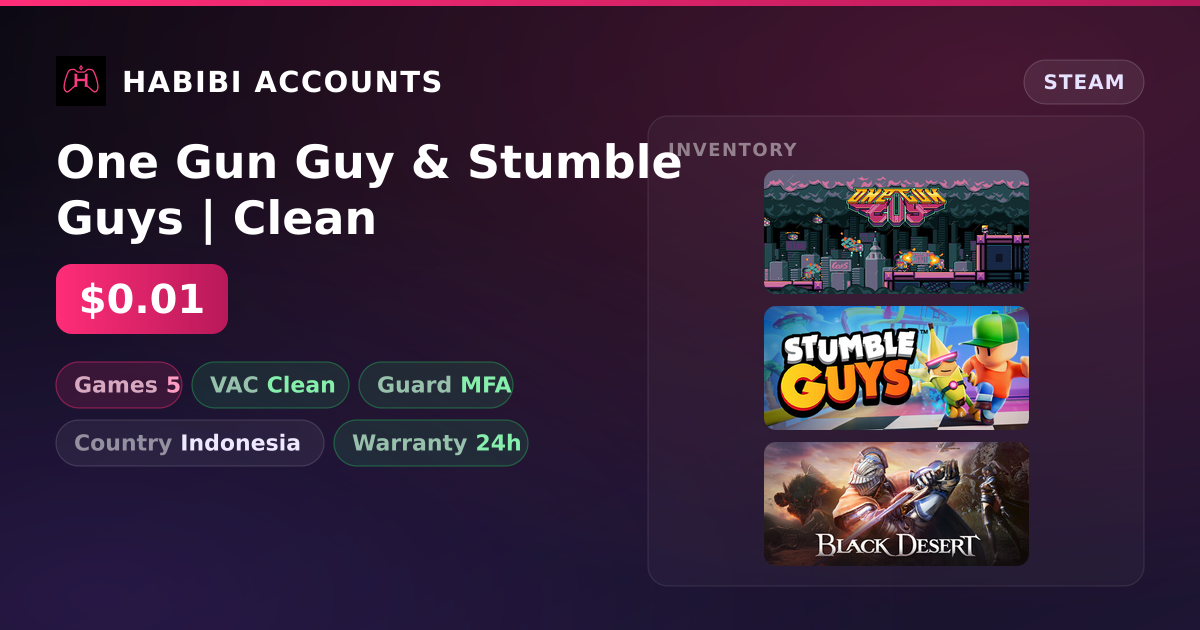 One Gun Guy & Stumble Guys | Clean — HabibiAccounts