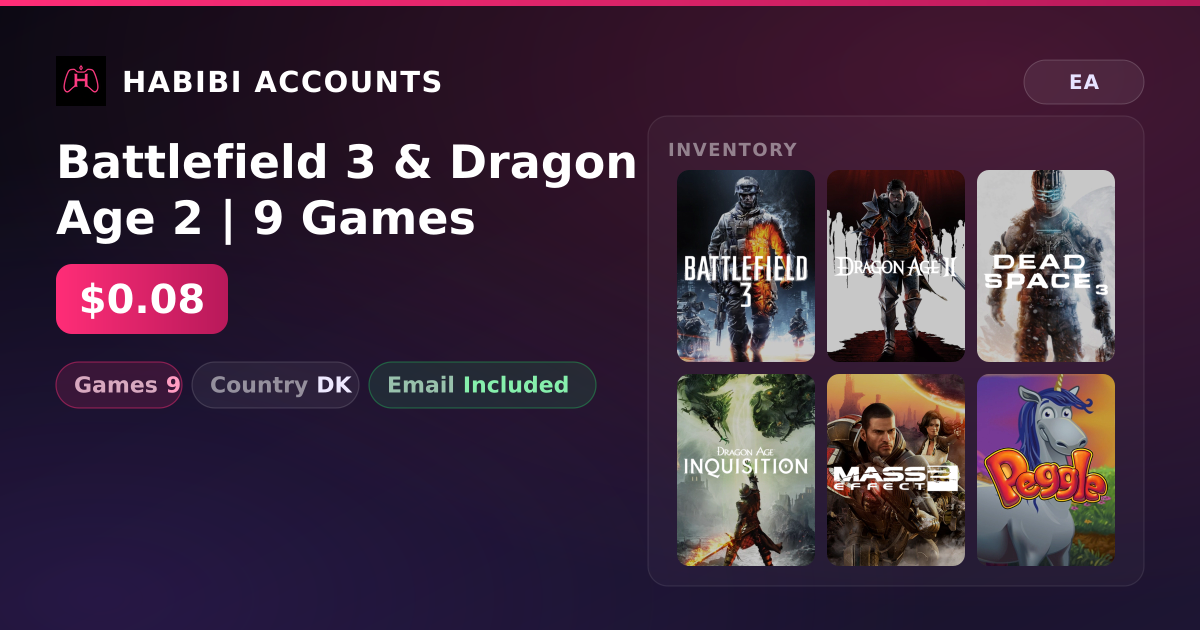 Battlefield 3 & Dragon Age 2 | 9 Games — HabibiAccounts