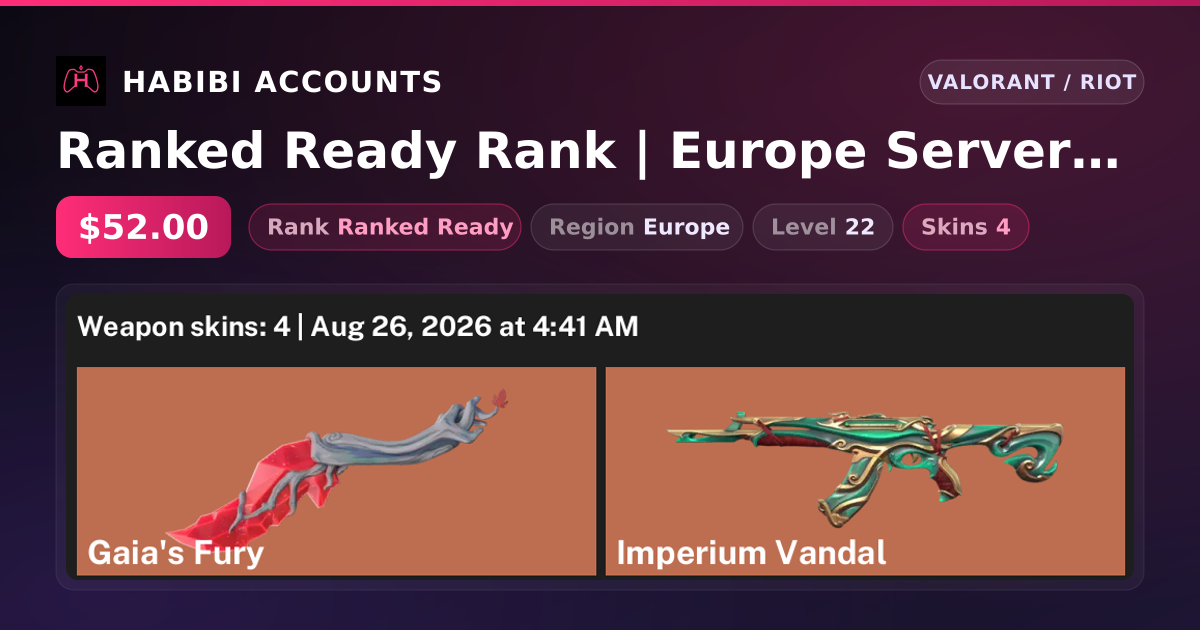 Ranked Ready Rank | Europe Server | 4 Skins | 1 Knives | Level 22 — HabibiAccounts