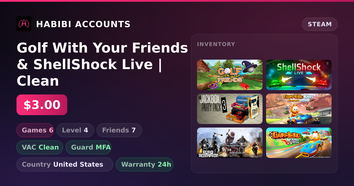 Golf With Your Friends & ShellShock Live | Clean — HabibiAccounts