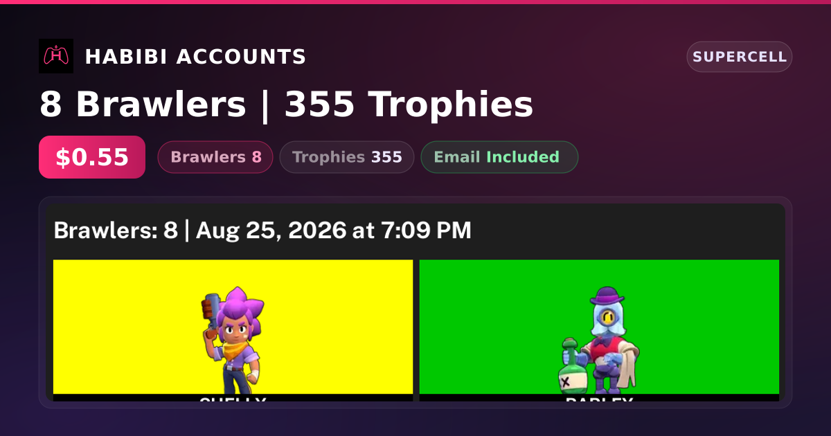 8 Brawlers | 355 Trophies — HabibiAccounts