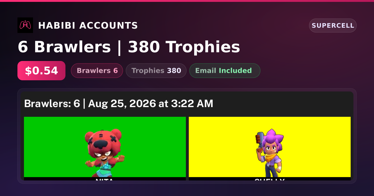 6 Brawlers | 380 Trophies — HabibiAccounts