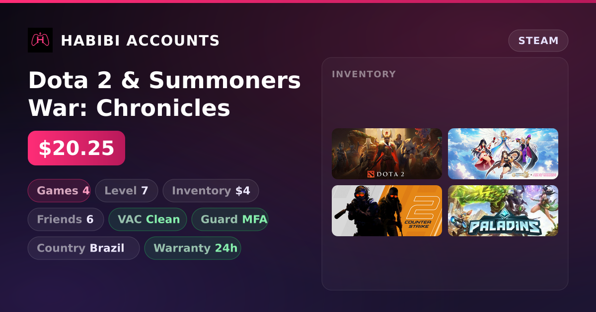 Dota 2 & Summoners War: Chronicles — HabibiAccounts