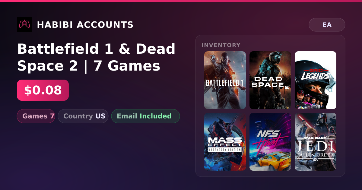Battlefield 1 & Dead Space 2 | 7 Games — HabibiAccounts