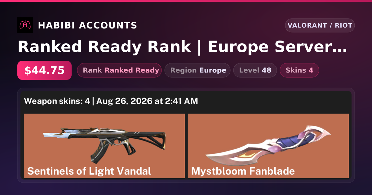 Ranked Ready Rank | Europe Server | 4 Skins | 1 Knives | Level 48 — HabibiAccounts