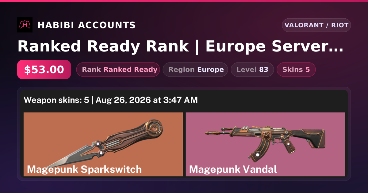 Ranked Ready Rank | Europe Server | 5 Skins | 1 Knives | Level 83 — HabibiAccounts