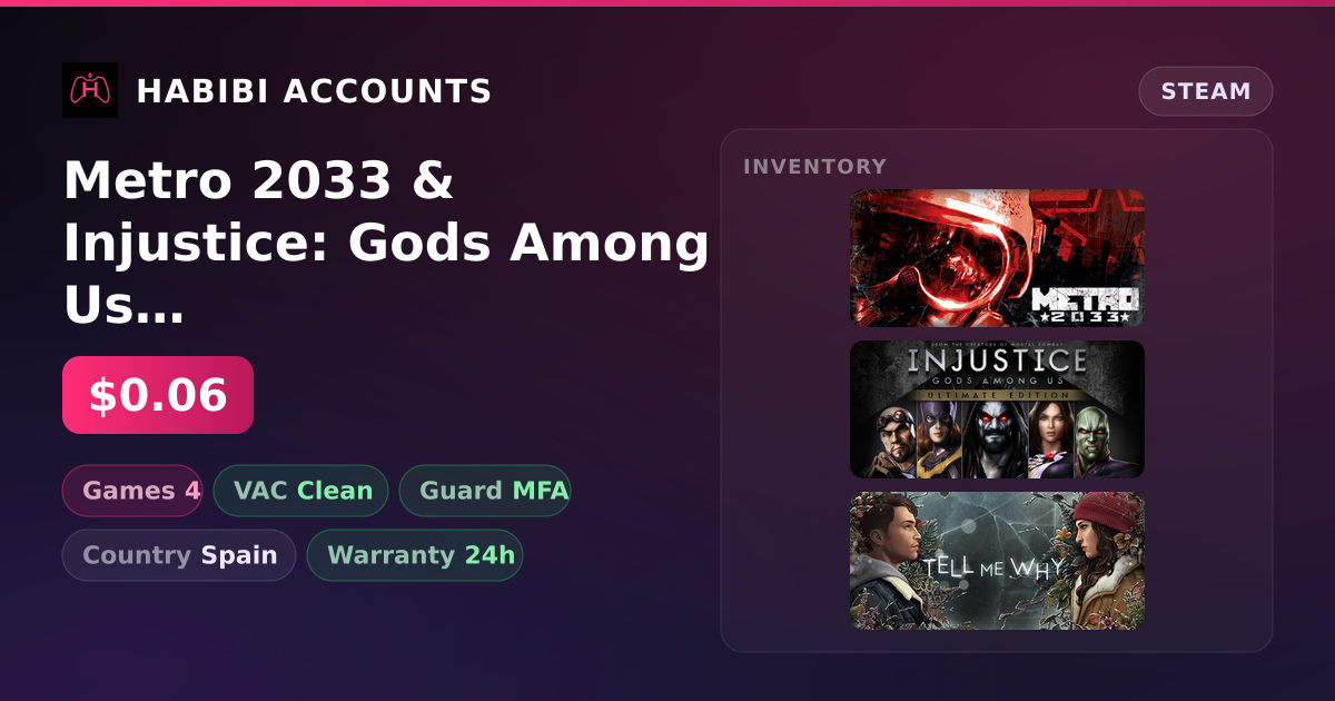 Metro 2033 & Injustice: Gods Among Us Ultimate Edition — HabibiAccounts