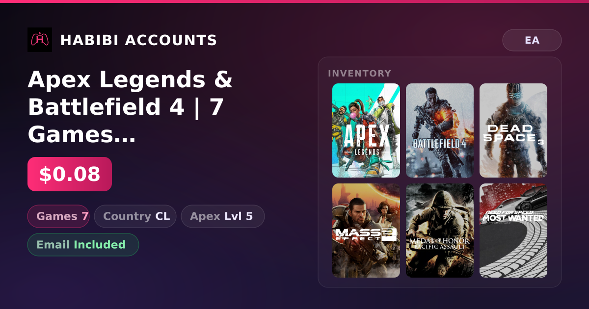 Apex Legends & Battlefield 4 | 7 Games | Apex Lvl 5 — HabibiAccounts