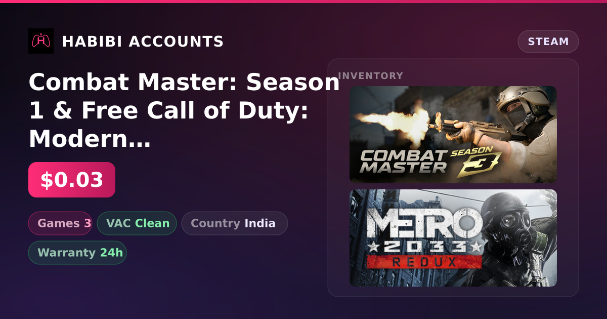 Combat Master: Season 1 & Free Call of Duty: Modern Warfare III — HabibiAccounts
