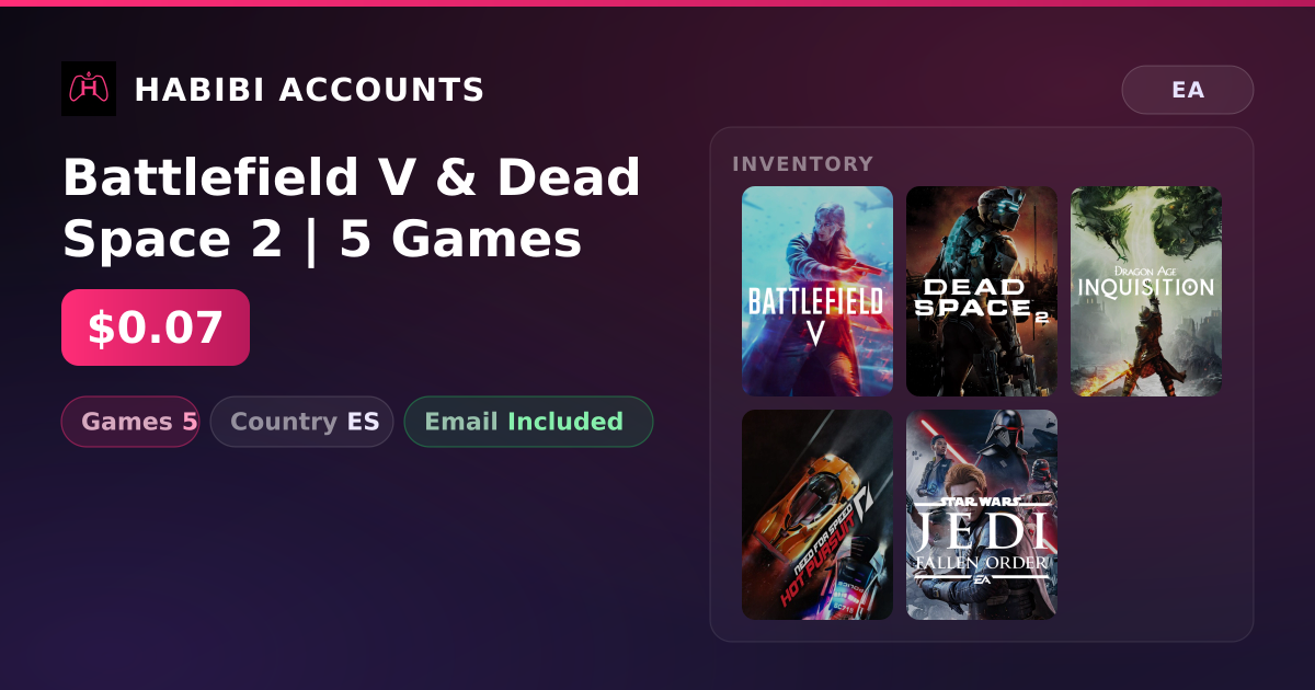 Battlefield V & Dead Space 2 | 5 Games — HabibiAccounts
