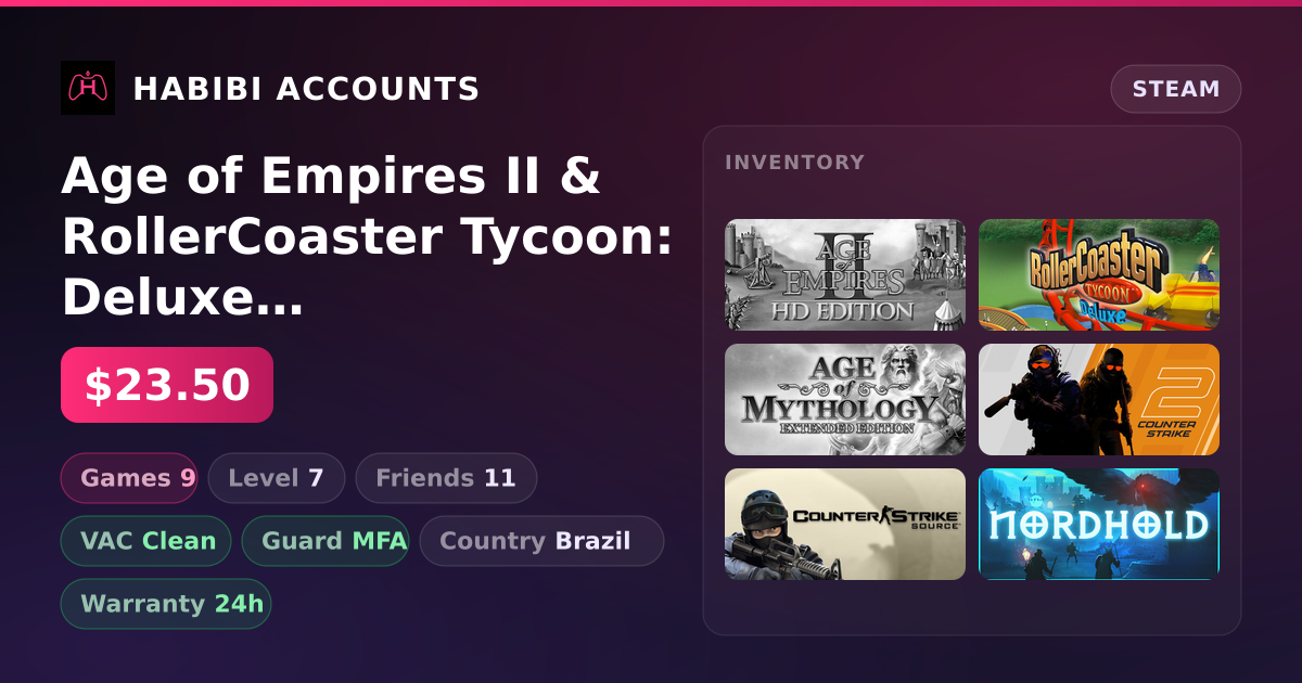 Age of Empires II & RollerCoaster Tycoon: Deluxe | Clean — HabibiAccounts