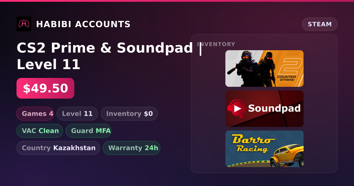 CS2 Prime & Soundpad | Level 11 — HabibiAccounts