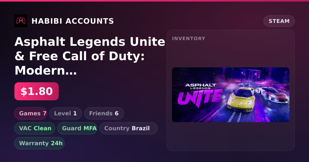 Asphalt Legends Unite & Free Call of Duty: Modern Warfare III | Clean — HabibiAccounts
