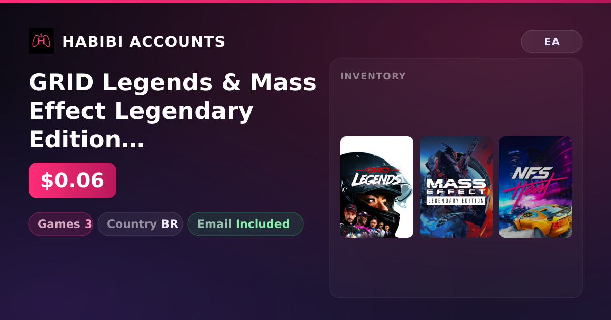GRID Legends & Mass Effect Legendary Edition | 3 Games — HabibiAccounts