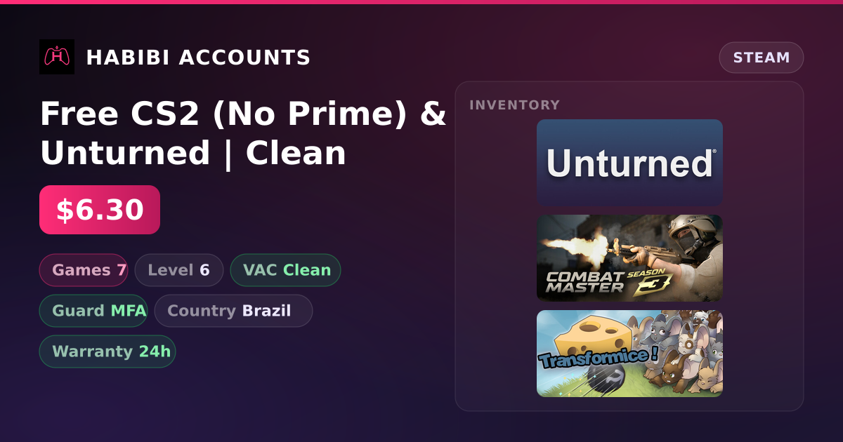 Free CS2 (No Prime) & Unturned | Clean — HabibiAccounts