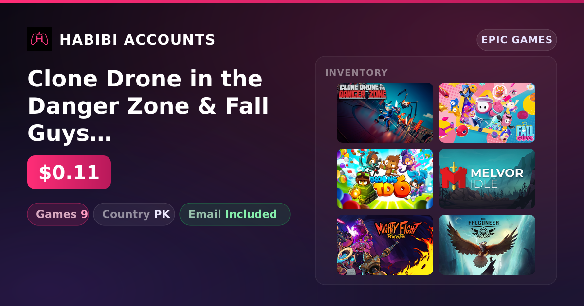 Clone Drone in the Danger Zone & Fall Guys | 9 Games — HabibiAccounts