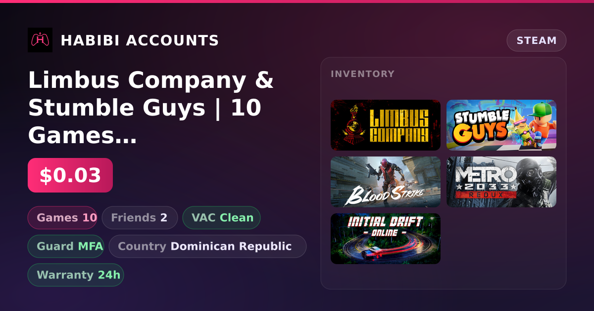 Limbus Company & Stumble Guys | 10 Games | Clean — HabibiAccounts
