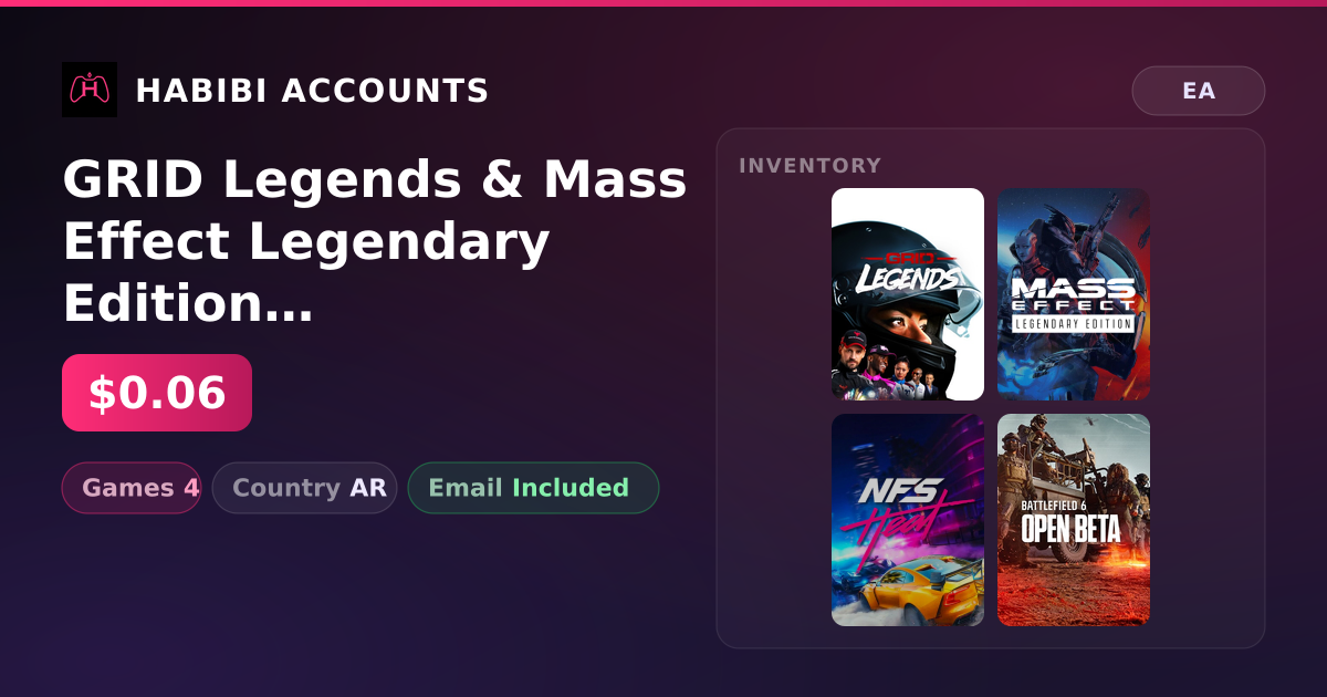 GRID Legends & Mass Effect Legendary Edition | 4 Games — HabibiAccounts