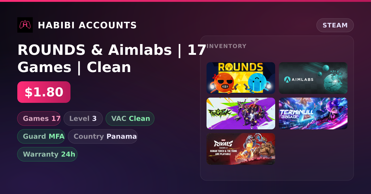 ROUNDS & Aimlabs | 17 Games | Clean — HabibiAccounts