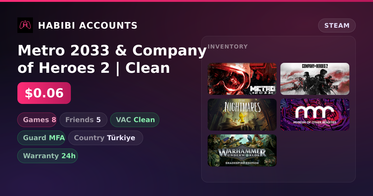 Metro 2033 & Company of Heroes 2 | Clean — HabibiAccounts