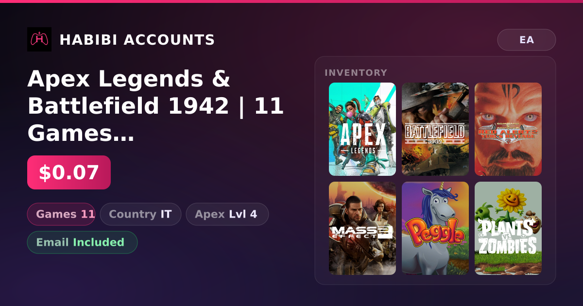 Apex Legends & Battlefield 1942 | 11 Games | Apex Lvl 4 — HabibiAccounts