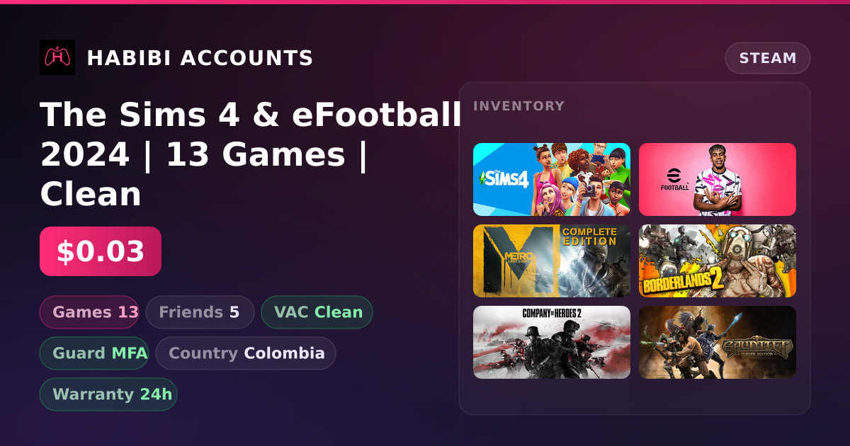 The Sims 4 & eFootball 2024 | 13 Games | Clean — HabibiAccounts
