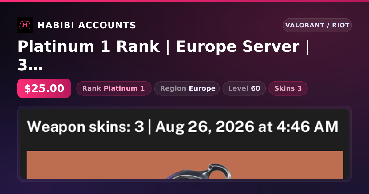 Platinum 1 Rank | Europe Server | 3 Skins | 1 Knives | Level 60 — HabibiAccounts