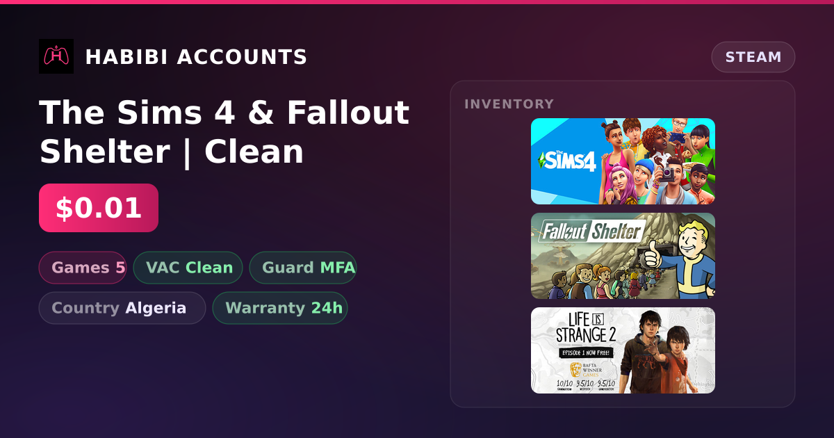 The Sims 4 & Fallout Shelter | Clean — HabibiAccounts