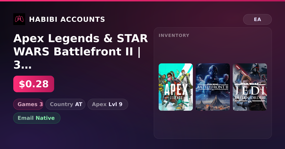 Apex Legends & STAR WARS Battlefront II | 3 Games | Apex Lvl 9 — HabibiAccounts