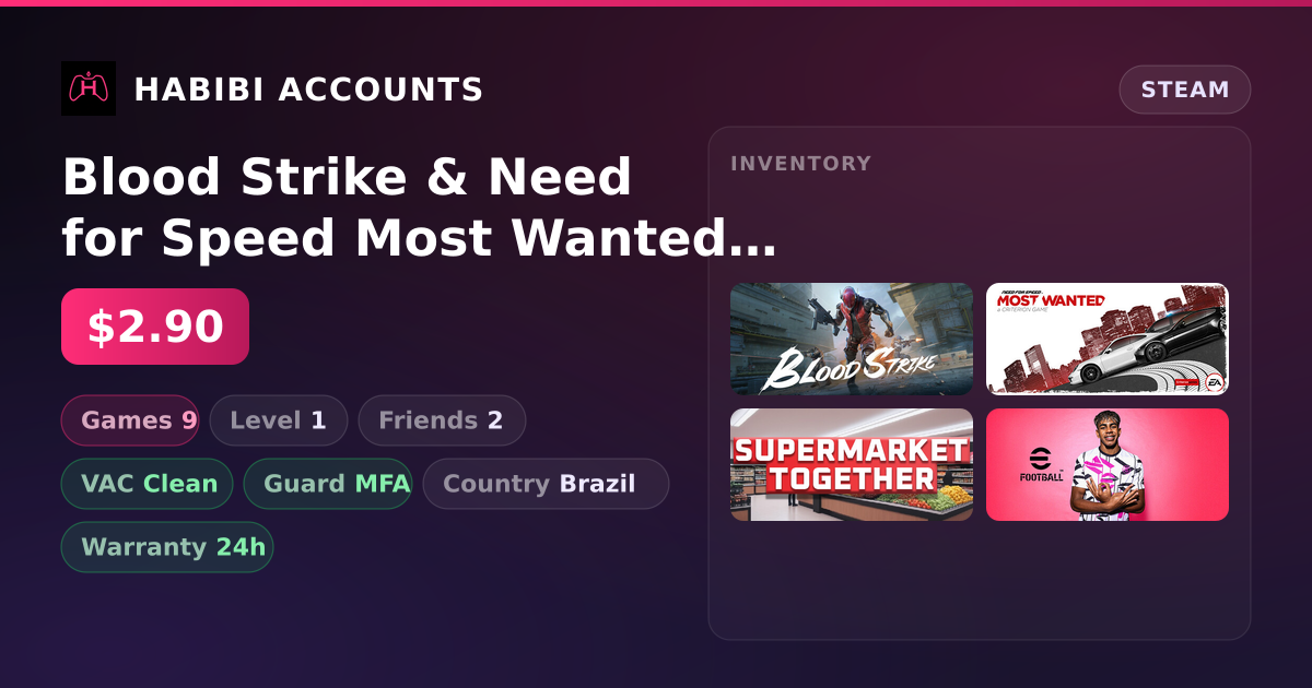 Blood Strike & Need for Speed Most Wanted | Clean — HabibiAccounts