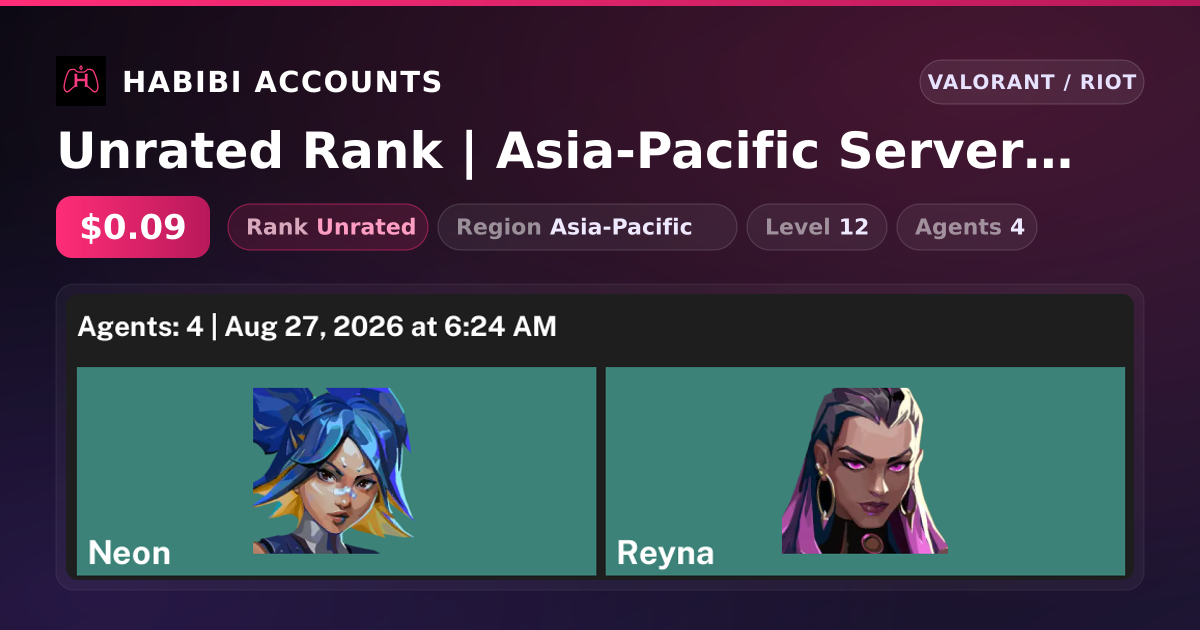 Unrated Rank | Asia-Pacific Server | Level 12 — HabibiAccounts
