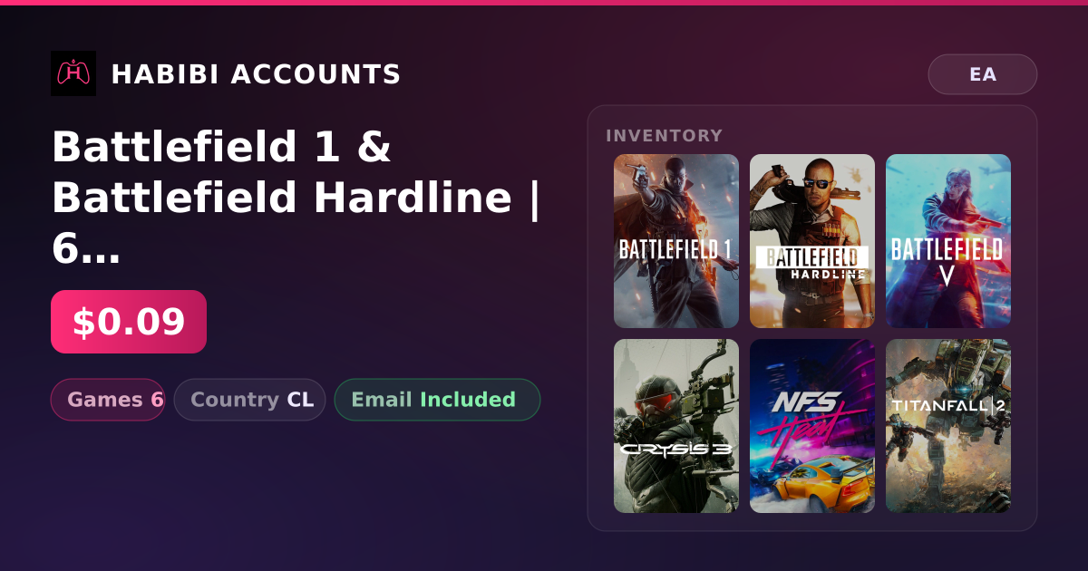 Battlefield 1 & Battlefield Hardline | 6 Games — HabibiAccounts