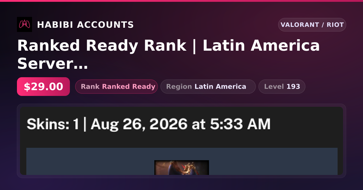 Ranked Ready Rank | Latin America Server | 62 Skins | 4 Knives | Level 193 — HabibiAccounts