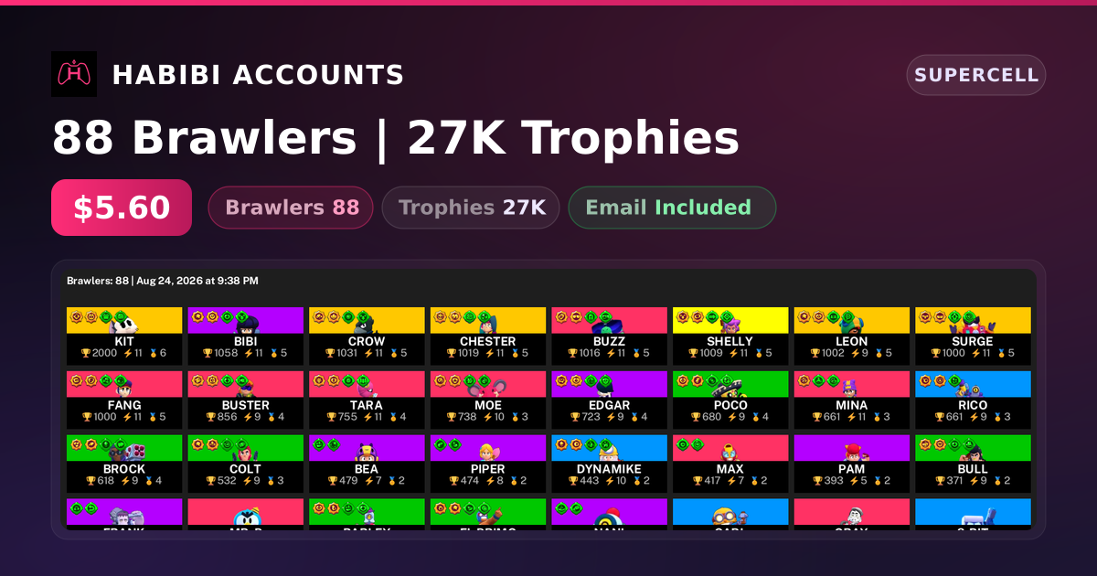 88 Brawlers | 27K Trophies — HabibiAccounts