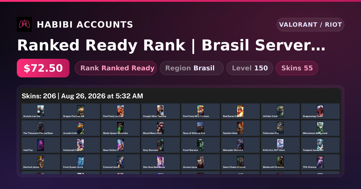 Ranked Ready Rank | Brasil Server | 55 Skins | 7 Knives | Level 150