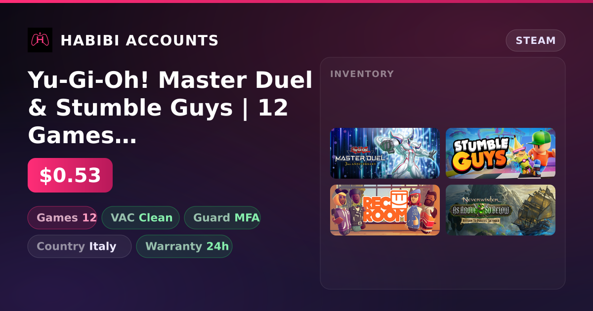 Yu-Gi-Oh! Master Duel & Stumble Guys | 12 Games | Clean — HabibiAccounts