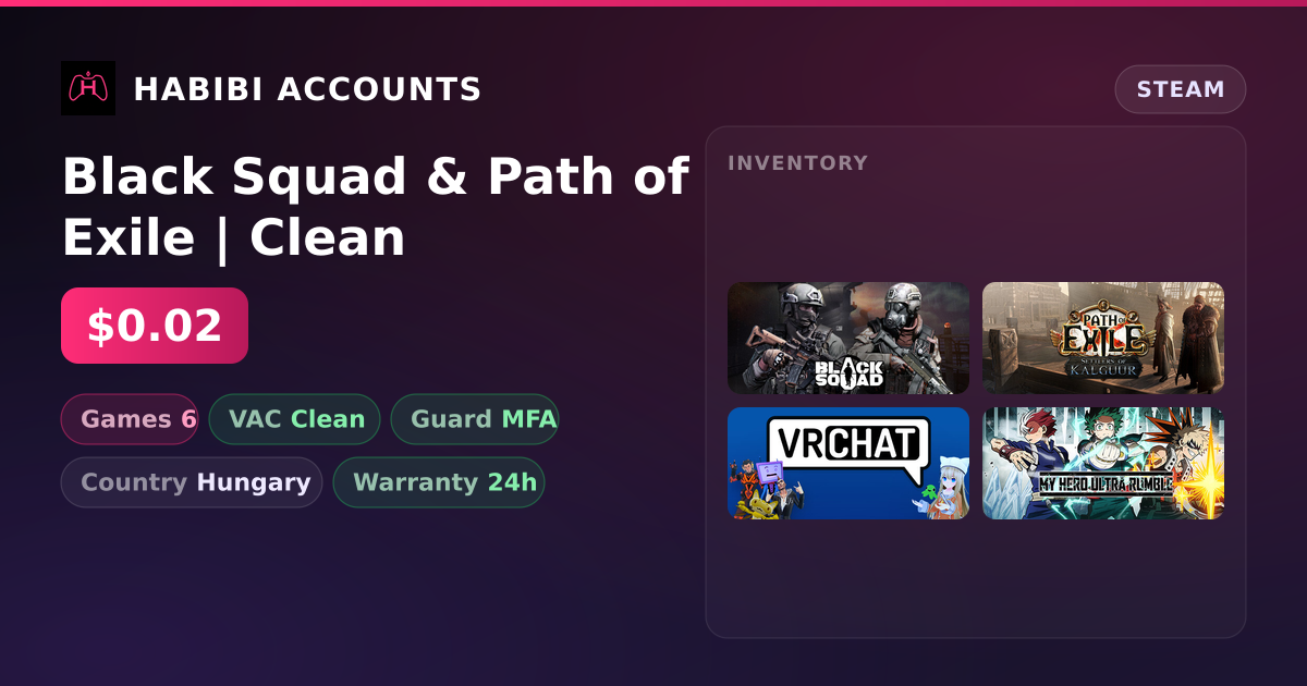 Black Squad & Path of Exile | Clean — HabibiAccounts