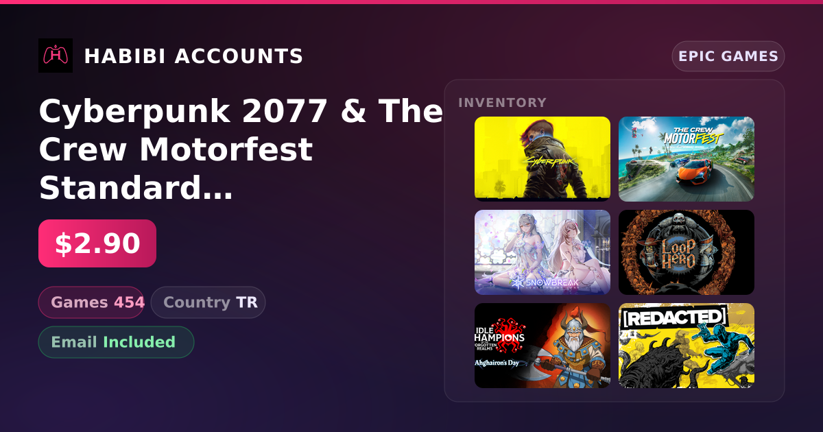 Cyberpunk 2077 & The Crew Motorfest Standard Edition | 454 Games — HabibiAccounts