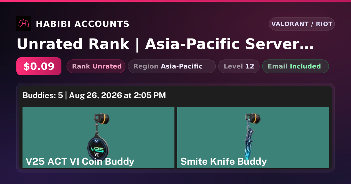 Unrated Rank | Asia-Pacific Server | Level 12 — HabibiAccounts