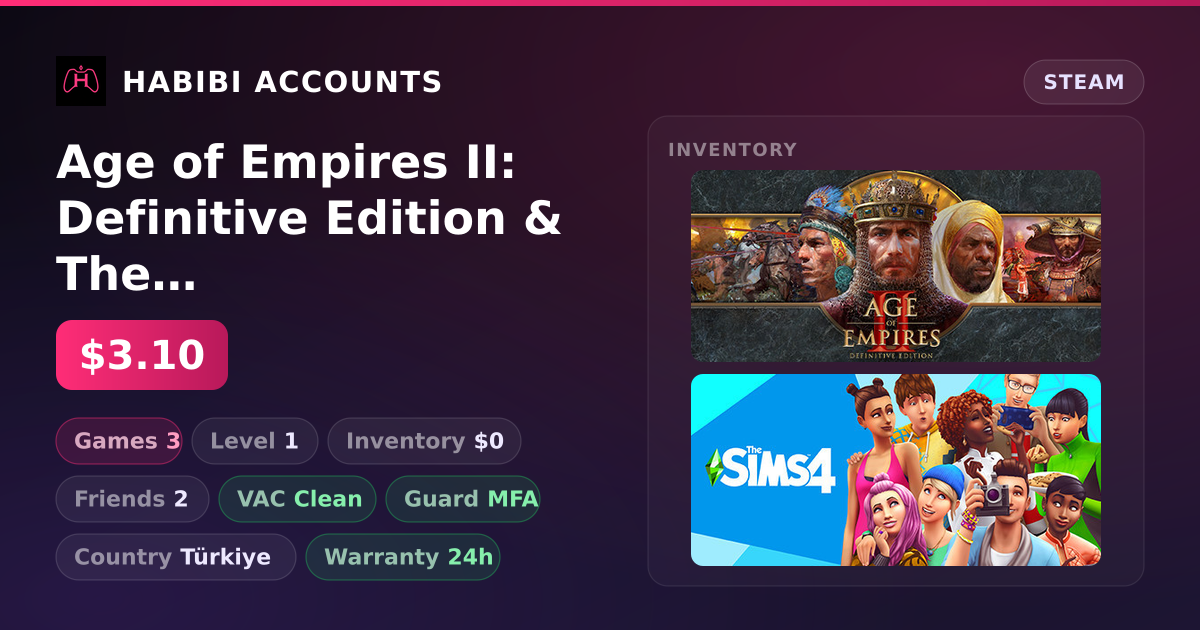 Age of Empires II: Definitive Edition & The Sims 4 — HabibiAccounts