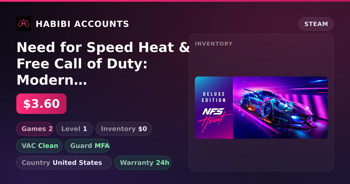 Need for Speed Heat & Free Call of Duty: Modern Warfare III — HabibiAccounts
